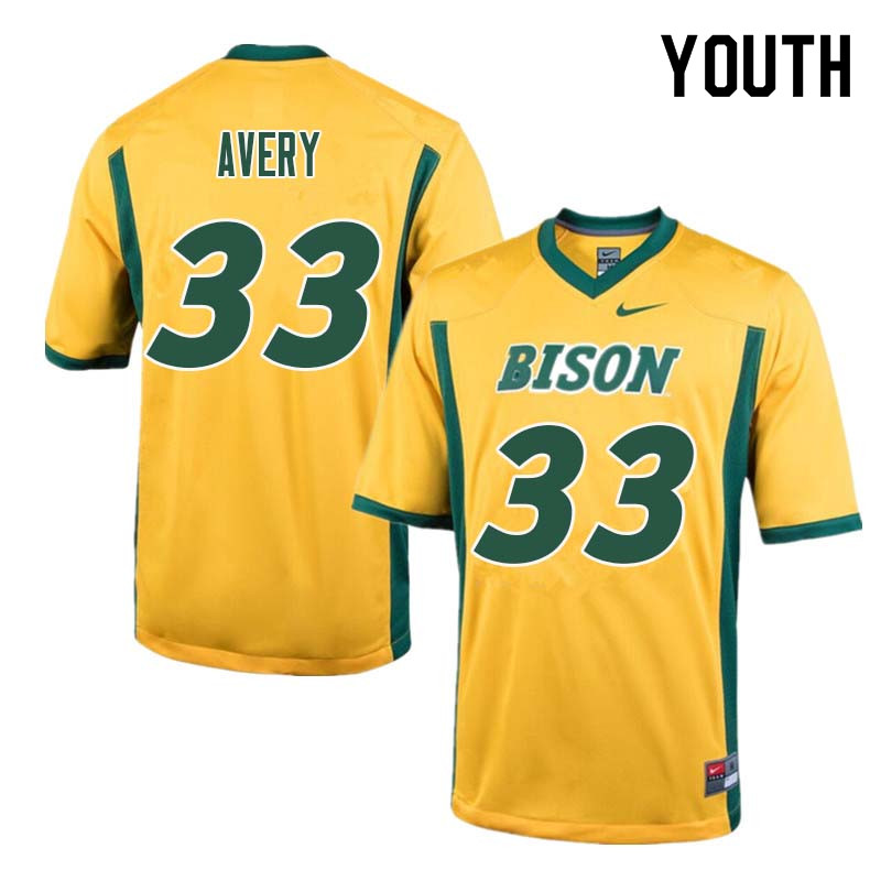 Youth #33 Austin Avery North Dakota State Bison College Football Jerseys Sale-Yellow